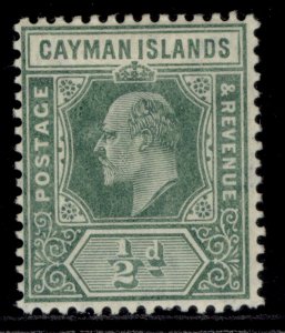 CAYMAN ISLANDS EDVII SG8, ½d green, M MINT. Cat £12. 