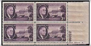 SC#932 3¢ Roosevelt/White House PB MNH 