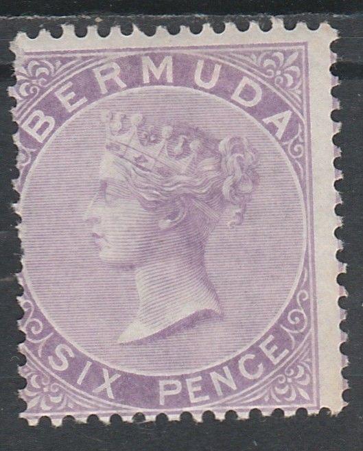 BERMUDA 1865 QV 6D PERF 14 WMK CROWN CC