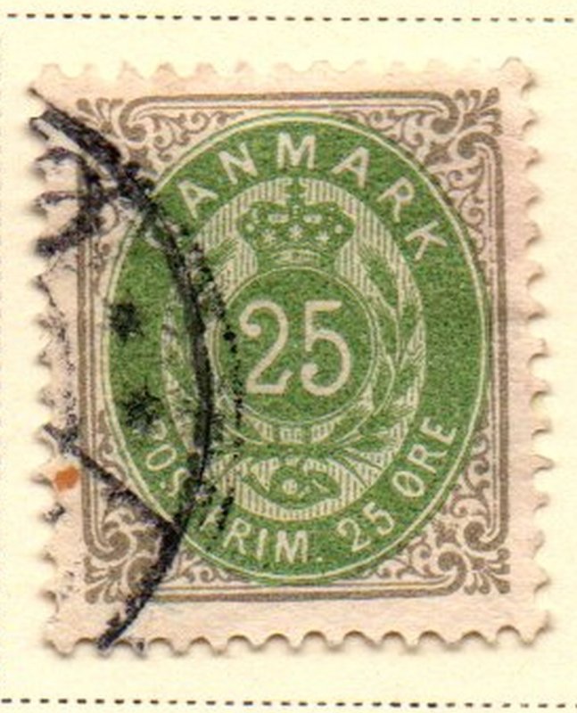 Denmark Sc 50 1898 25 ore gray & green stamp used