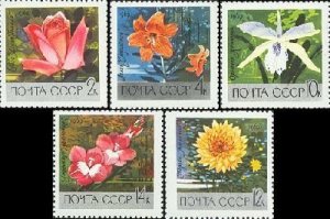 USSR Russia 1969 Moscow Botanical Gardens flowers Set of 5 stamps MNH