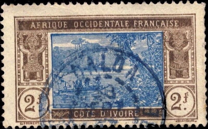 CÔTE-D'IVOIRE - 1937 - CAD DALOA / COTE-D'IVOIRE EN BLEU SUR N°56