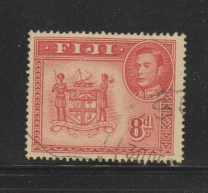 FIJI #126  1938  8p KING GEORGE VI & ARMS OF FIJI    F-VF  USED  a