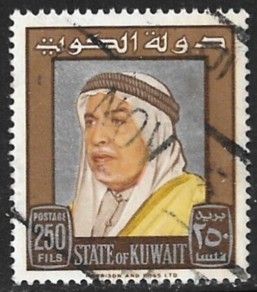 KUWAIT 1964 250f Sheik Abdullah Portrait Issue Sc 242 VFU