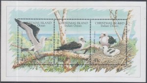 CHRISTMAS ISLAND Sc# 274a-c MNH S/S of 3 DIFF IMAGES of the BOOBY BIRD