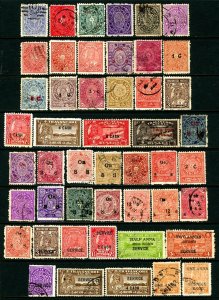 India Travancore #1/#058 1888-1949 Assorted Conch Shell, Surcharges, Overprints