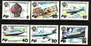 Fiji-Sc#489-94- id9-unused NH set-Manned Flight-Planes-Balloons-1983-