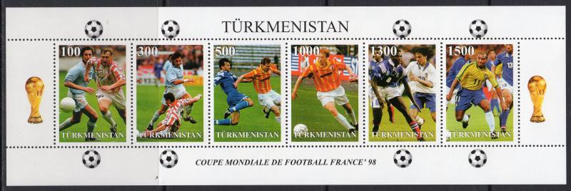 Turkmenistan 1998 World Cup Football 1998 France Compound  S/S Perforated MNH