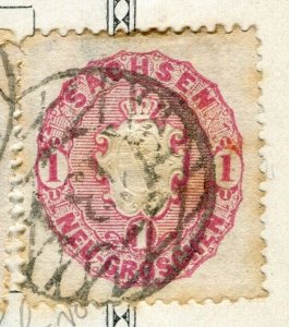 GERMANY; SAXONY 1860s early classic rouletted issue fine used 1g. value