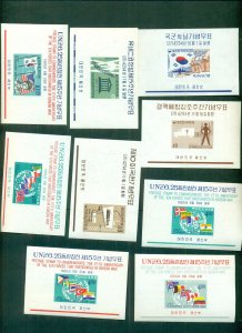 KOREA 1960's group of 9 diff SOUVENIR SHEETS, NH, VF