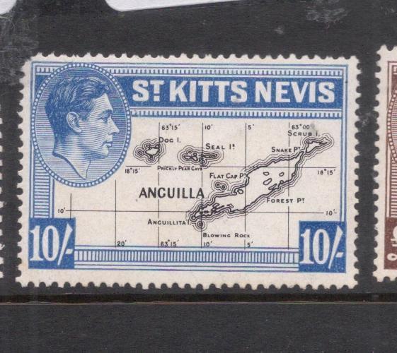 St Kitts & Nevis Map SG 77e MOG (10dnl)