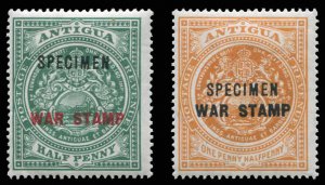 Antigua #MR2-3S Cat$75 (for set of three), 1918 War Tax, two values, overprin...