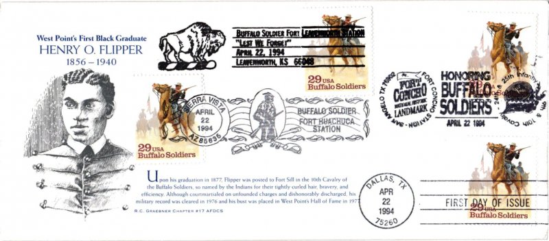 #2818 Buffalo Soldiers 4 UO cancels – Graebner Chapter Cachet