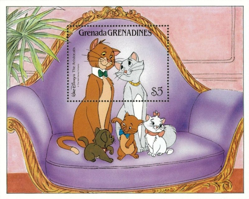 Grenada Grenadines 1988 - Disney, The Aristocats Family - Souvenir Sheet MNH 