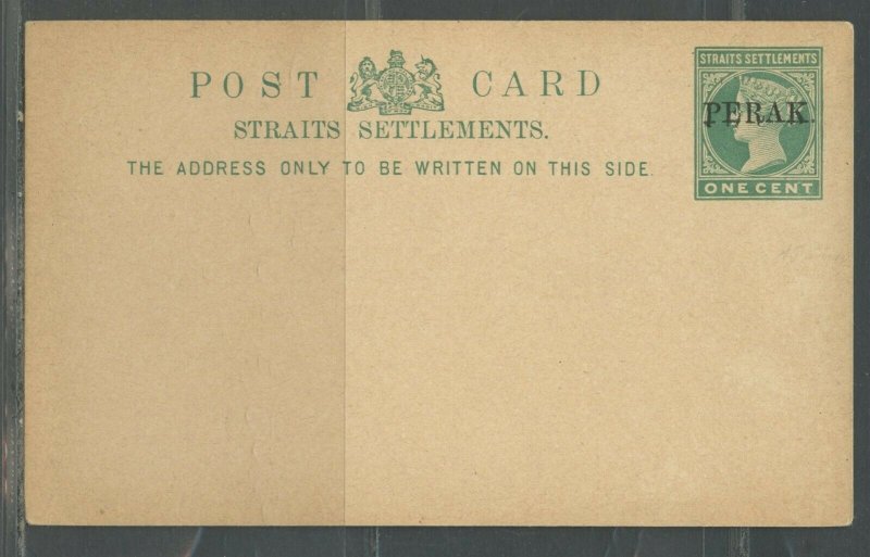 MALAYA PERAK 1C GREEN OVERPINT LOT OF 10 MINT POSTAL STATIONERY POSTCARDS SHOWN