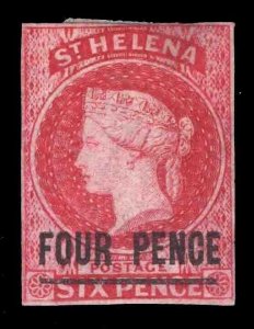 MOMEN: ST. HELENA SG #5 1863 IMPERF MINT OG H £500 LOT #66247