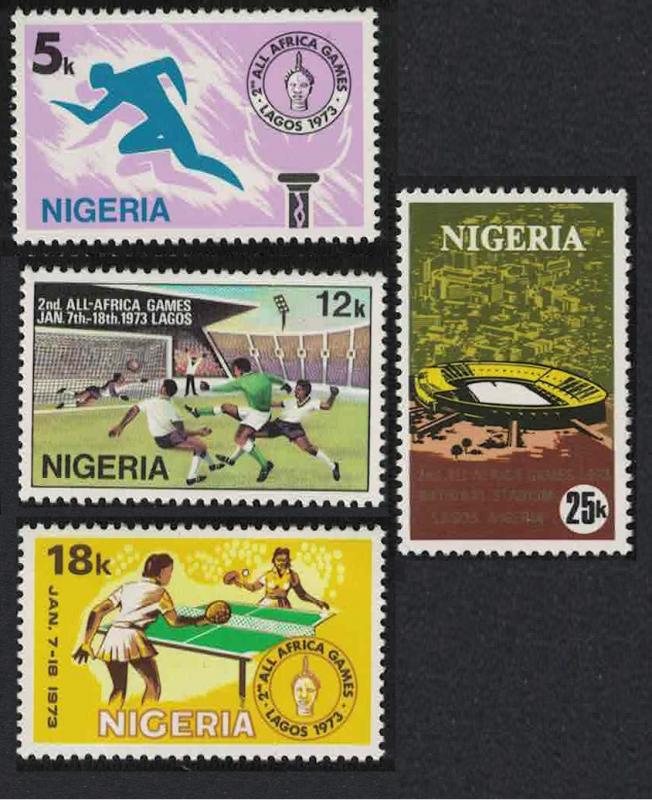 Nigeria Football Tennis 2nd All-African Games Lagos 4v SG#307-310