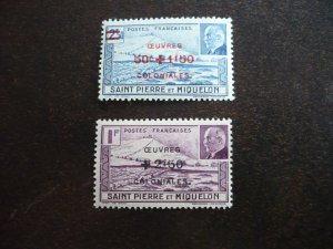 Stamps - St Pierre Miquelon - Scott# B11-B12 - Mint Hinged Set of 2 Stamps