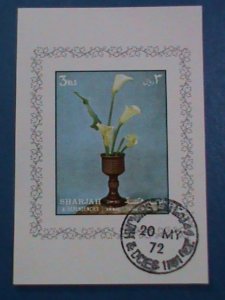 SHARJAH-STAMP:- 1972- LOVELY FLOWER- CTO AIR MAIL IMPERF:S/S SHEET NH # 1