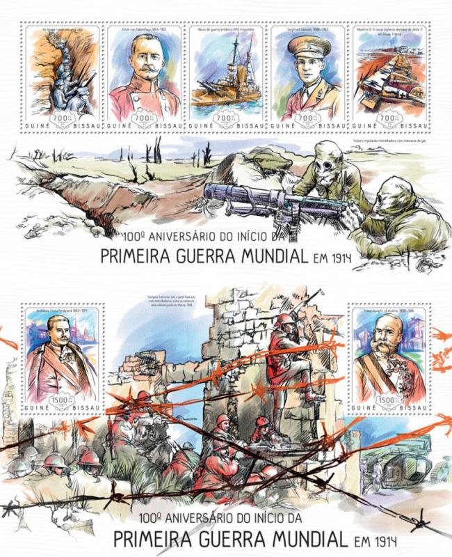 World War I Warships Planes Aviation Transport Guinea-Bissau MNH stamp set