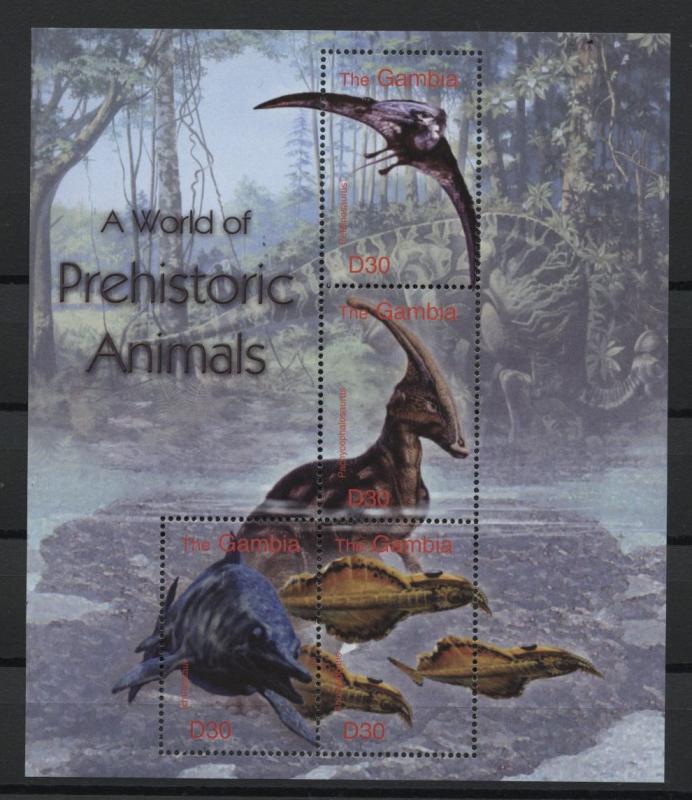 Gambia stamp 2003 Prehistoric animals MNH SOUVENIR SHEET	