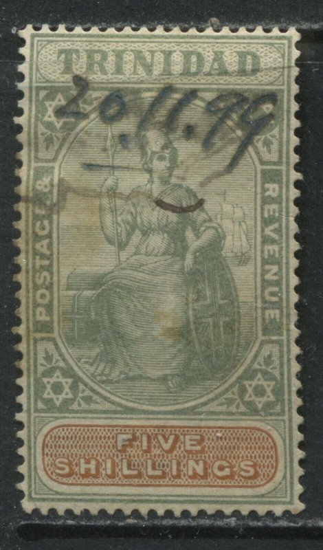 Trinidad QV 1896 5/ used with a revenue cancel