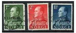 Norway 1959 Scott 370, 371, 372 used -  King Olaf V 