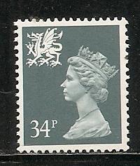 G.B. Wales WMMH55 s.g. W67 34p Machin MNH