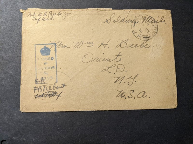 FRANCE 1918 British Field Post Office 2.K Censored WWI Army AEF Cover Infantry 