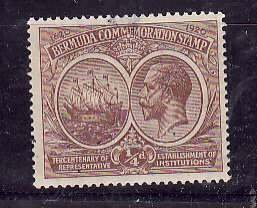 Bermuda-Sc#55- id6-unused hinged 1/4d KGV-1920-1- small thin top centre-