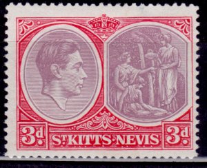 St. Kitts-Nevis 1938-48, KGVI Coat of Arms, 3p, MLH