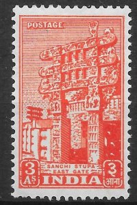 INDIA SG314 1949 3a BROWN-ORANGE MTD MINT 