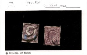 Great Britain, Postage Stamp, #134-135 Used, 1902 King Edward (AX)