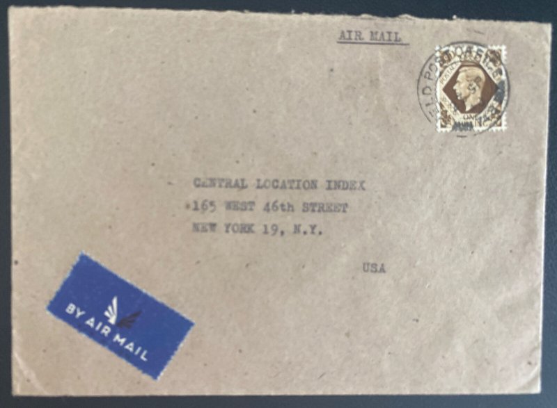 1948 England Displaced Person assembly Camp 45 Airmail Cover To New York Usa