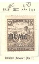 HUNGARY 1916 - 1918  ITALIAN OCCUPATION FIUME #9 MH