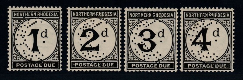 Northern Rhodesia, SG D1s-D4s, MHR Perforated Specimen variety