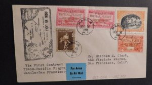 1935 Air Mail First Flight Cover Manila Philippines San Francisco CA USA Pan AM