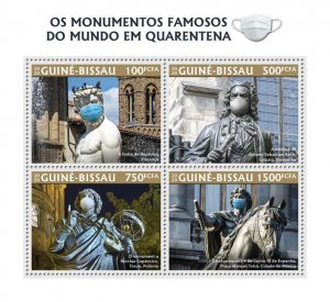 GUINEA-BISSAU Corona 2020 MNH Medical Stamps Sheet Famous Monuments quarantine