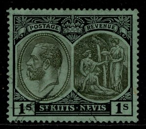 ST KITTS-NEVIS GV SG46b, 1s black/green, FINE USED.