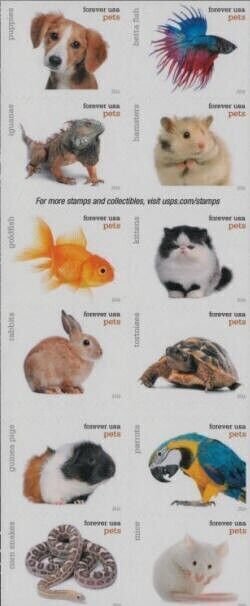 2016 47c Forever Pets, Booklet of 20 Scott 5106-5125 Mint F/VF NH