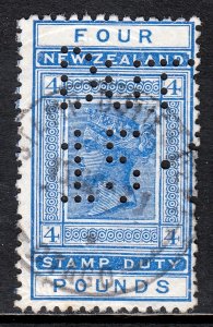 New Zealand - £4 Duty Paid Rev. - Barefoot 2012 #256 - Perfin - CV £3.50