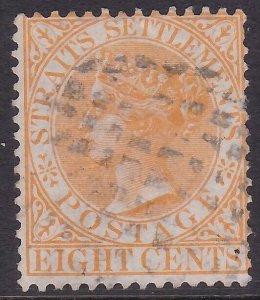 MALAYA STRAITS SETTLEMENTS 1867-72 8c SG14 fine used.......................a4574