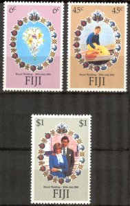 Fiji 1981 Royal Wedding Princess Diana set of 3 MNH