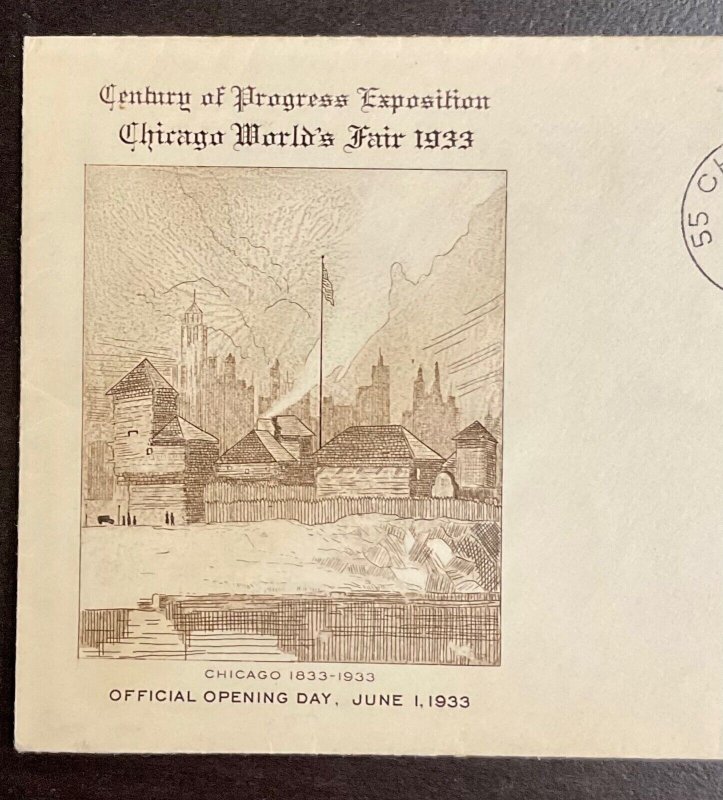 729 Grimsland Cachet 1933 Century of Progress  FDC  P-53