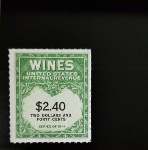 1942 $2.40 U.S. Internal Revenue Cordial & Wine, Green Scott RE153 Mint F/VF NH