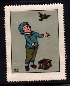 German Advertising Stamp - Boy Releasing Bird #23