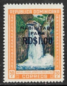 DOMINICAN REPUBLIC 1960-61 1p on 50c WATERFALLS Surcharge Issue Sc 540 MNH