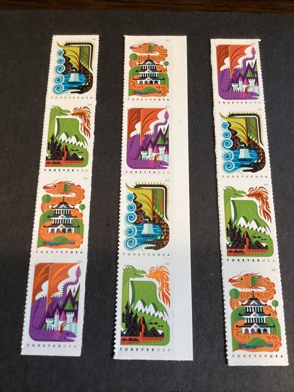 Scott#5307-10-2018 Dragons, Mythological Creatures, Strip of 4 Mint F/VF NH-US