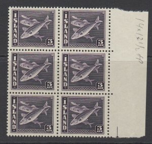 Iceland, Scott 218a, MNH block of six