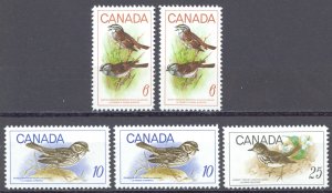 Canada Sc# 496-498 (Assorted) MH lot/5 1969 6c-25c Birds